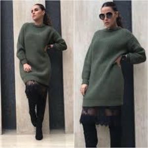 crew neck slouchy oversized green sweater.